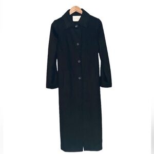 FLEURETTE LONG BLACK 4 BUTTON WOOL COAT